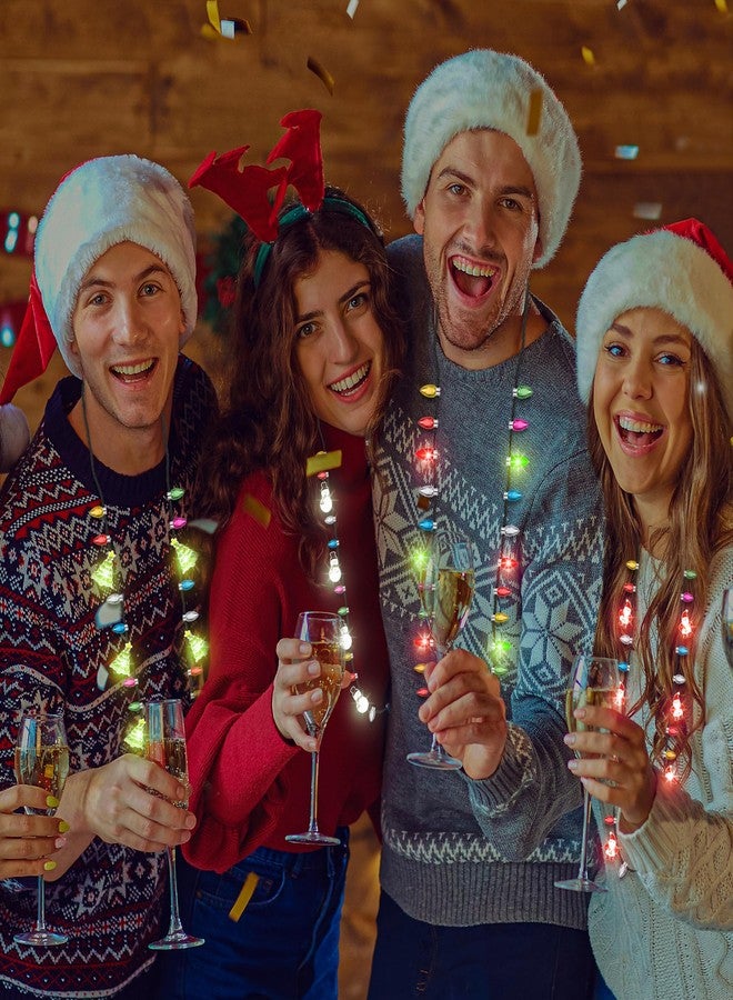 EOBOH Christmas Light Necklace, 8pcs Light up Christmas Necklaces Party Favors, 4 Kinds Glow Bulb Christmas Tree Santa Candy Cane Necklaces, 3 Modes Colorful Ugly Christmas Xmas New Year Eve Party Supplies - Image 5